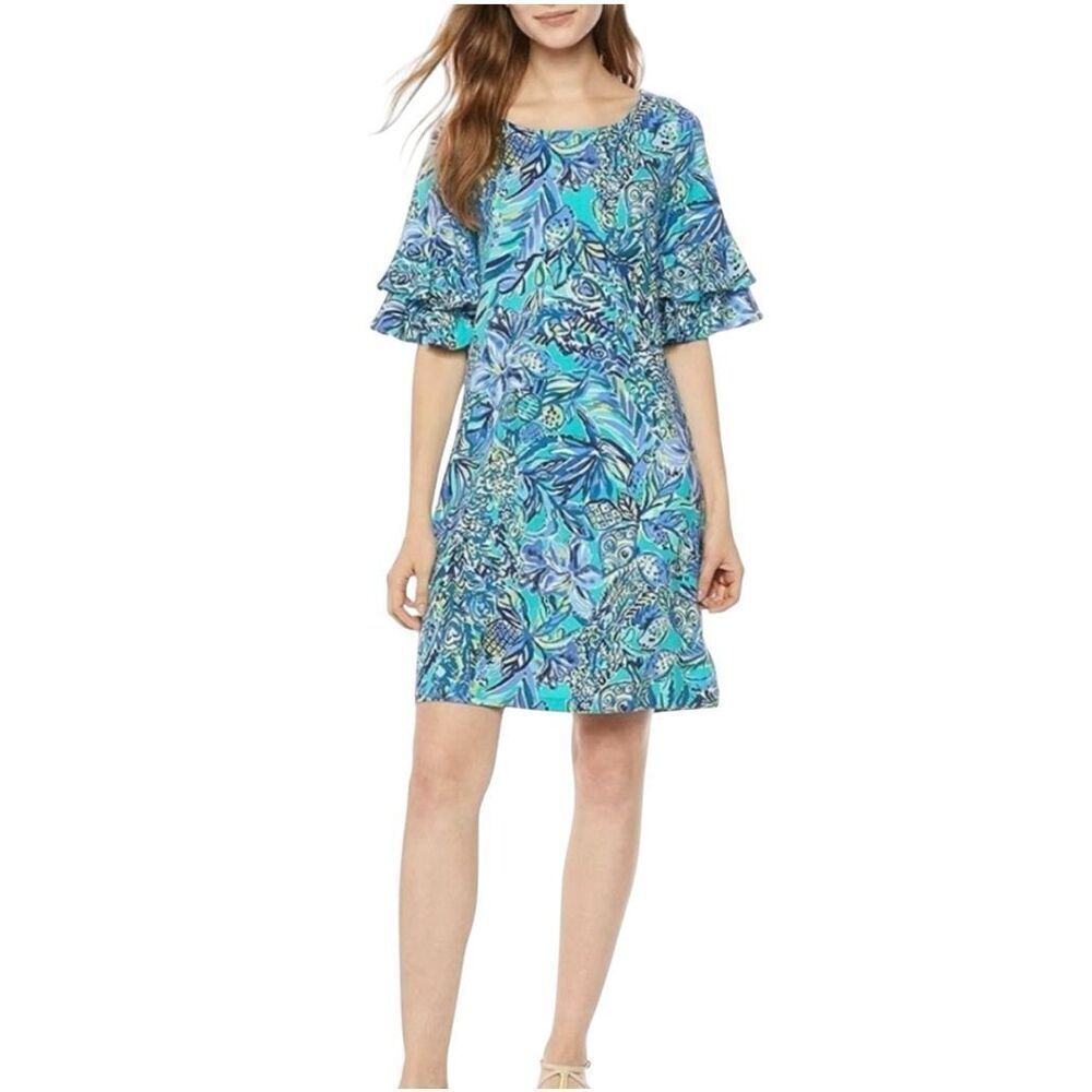 NWOT Lilly Pulitzer Lula Bennet Blue Sneak A Beak Lightweight Dress Women's XXS